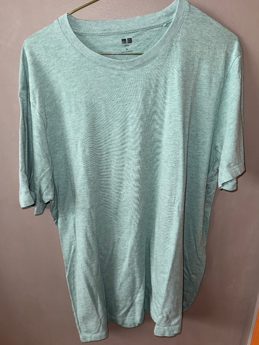 Uniqlo "Supima Cotton" XL Tee, Mint/Light Blue Heathered